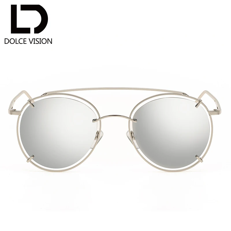 Женские круглые солнцезащитные очки с металлической Золотой оправой брендовые
