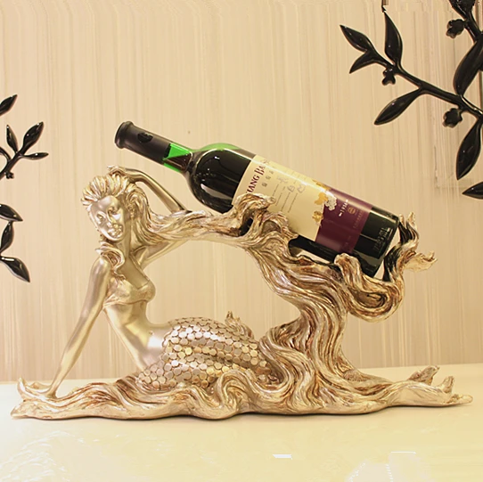 Винные стойки золотая русалка из смолы креативная ретро мебель твердой