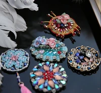 handmade flower rhinestone beaded patch for clothing flowers sequin applique with tassels sewing craft decorative parches bordad