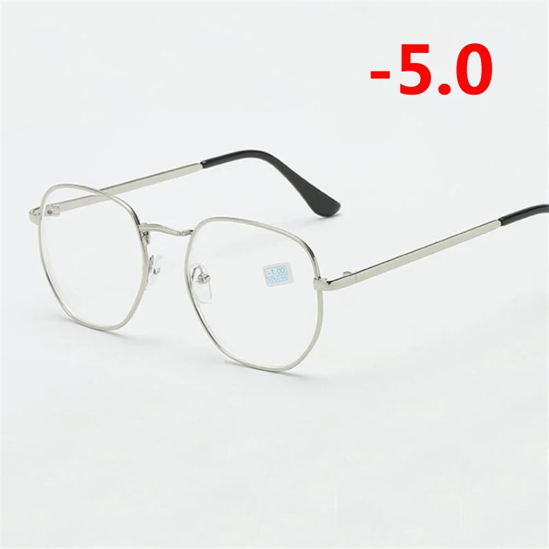 Myopia 500 1,0-1,5-2,0-6,0 студенческие очки для близорукости золотой и черный Оправа синяя пленка короткие очки для коррекции зрения очки по рецепту - Frame Color: Myopia 500