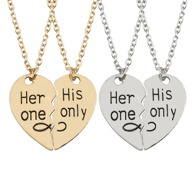 2019 модное ожерелье с подвеской в форме сердца Золотое и Серебряное резное ее его