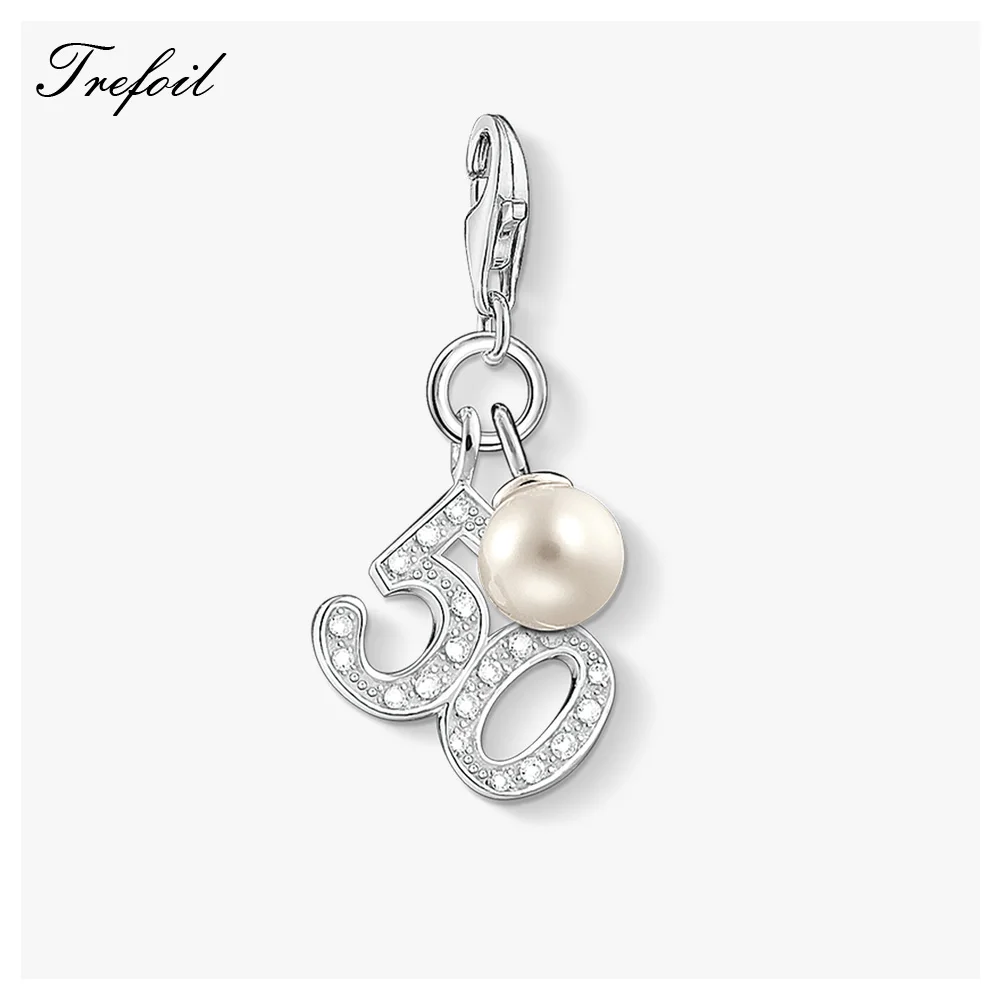 

Lucky Number 50 Charms Pendant,2019 Fashion Jewelry 925 Sterling Silver Birthday Gift For Women Men Fit Bracelet Necklace
