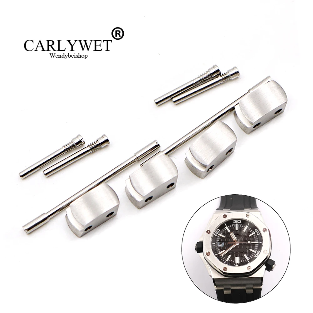 CARLYWET Wholesale 1 Set Plated Conversion Kit for Royal Offshore 42mm Watch Rubber Steel End Link