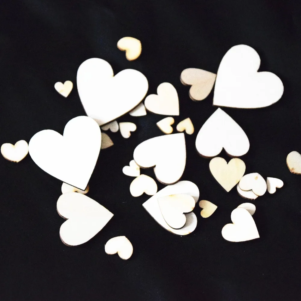 1 упаковка натуральные Смешанные размеры маленькие сердцевидные деревянные