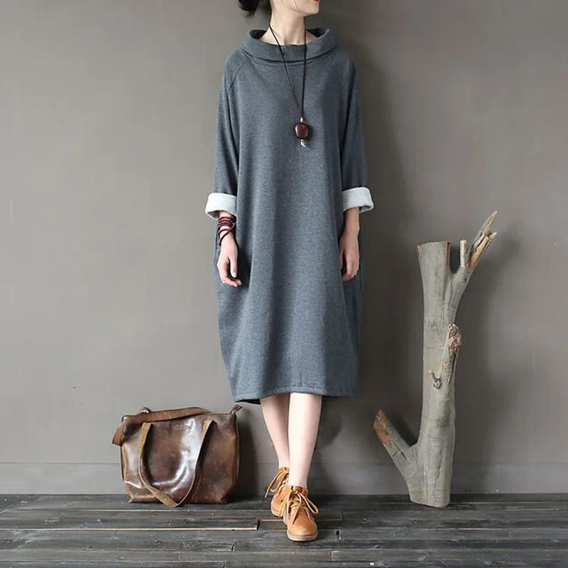 Женское платье новинка 2017 модное весенне осеннее свободное Повседневное макси с