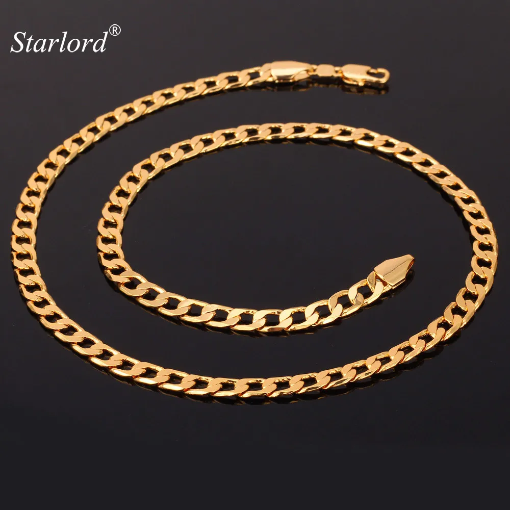 

Miami Cuban Chain Necklace Men 5MM Width Gold Color Fashion Gift Wholesale Curb Link Chain Men Hip Hop Jewelry N744