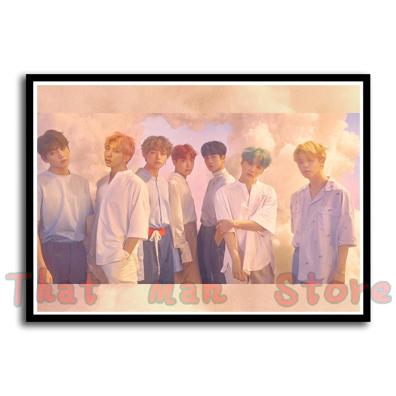 Kpop bangtan Плакаты для мальчиков любят себя Kpop музыка наклейки на стену Высокое разрешение украшение дома искусство дома 42*30 см без рамки - Цвет: Бургундия