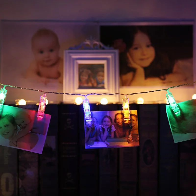 4 м 20LED карты Фотографии Зажимы колышки яркий светильник гирлянда лампа Домашняя вечеринка, праздник Декор
