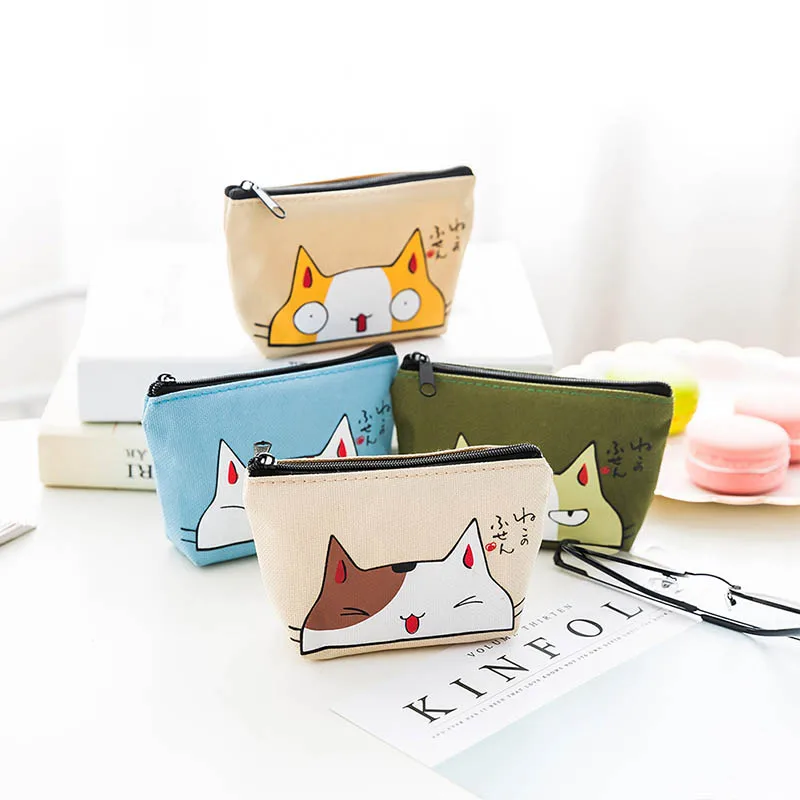 

Women Wallets Key Bag Card Holder Oxford Cloth Nice Gift 1PC Cute Cat Pattern High Quality Coin Purses Waterproof
