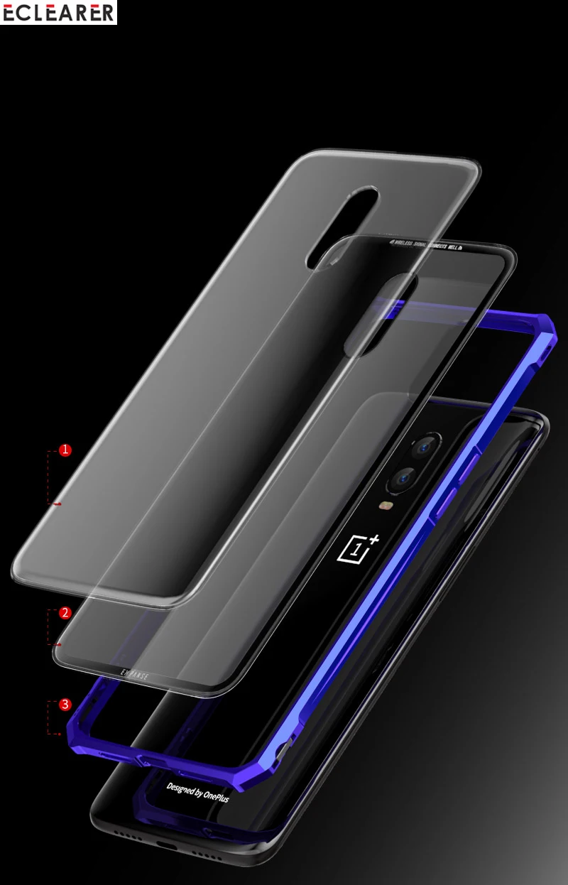 Чехол для OnePlus 6T One Plus 6T премиум-класса, алюминиевый металлический чехол в форме бриллианта для OnePlus 6T 9 H, прозрачная задняя крышка из закаленного стекла