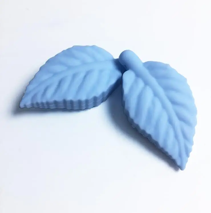 pale blue 20 шт./партия, силиконовые бусины, дерево, лист, еда, класс, Детские Жевательные свободные бусины, кормящие BPA бесплатно, высококачественный силиконовый Прорезыватель для зубов, игрушка - Цвет: pale blue