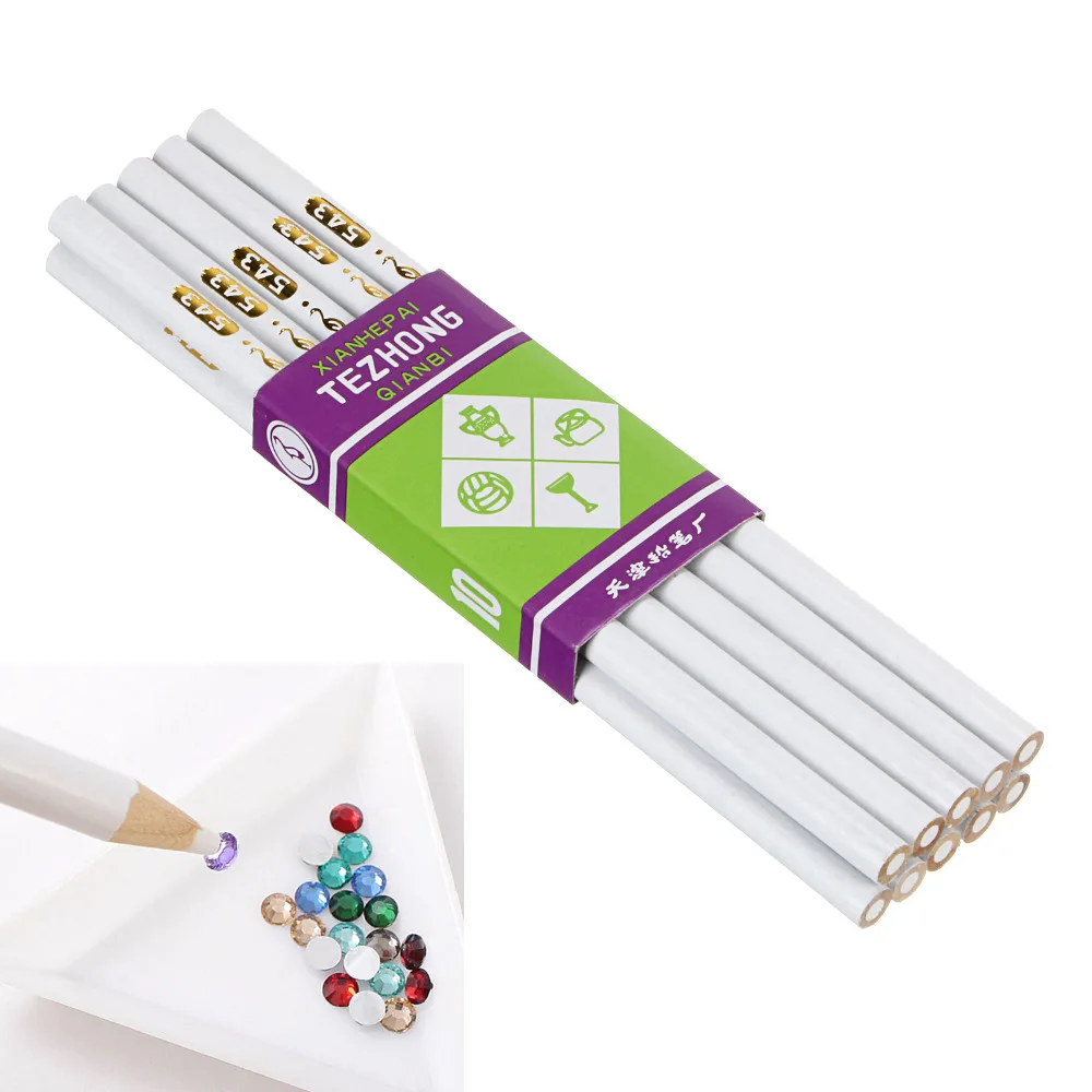 10 шт. белая ручка с деревянной точкой восковый карандаш для дизайна ногтей стразы