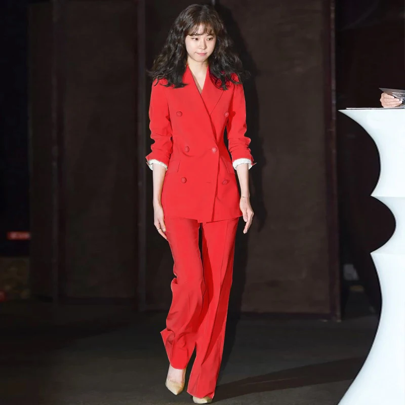 Fashion women's handsome suit spring and autumn new slim suit jacket fashion bell bottom casual professional two-piece suit