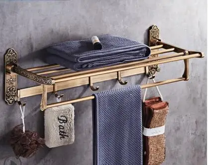 Towel Rack Приспособления для ванной резные в бронзе, алюминиевые Банные наборы, полотенца, бумажные кронштейны для аксессуаров для ванной комнаты набор кистей - Цвет: Towel Rack
