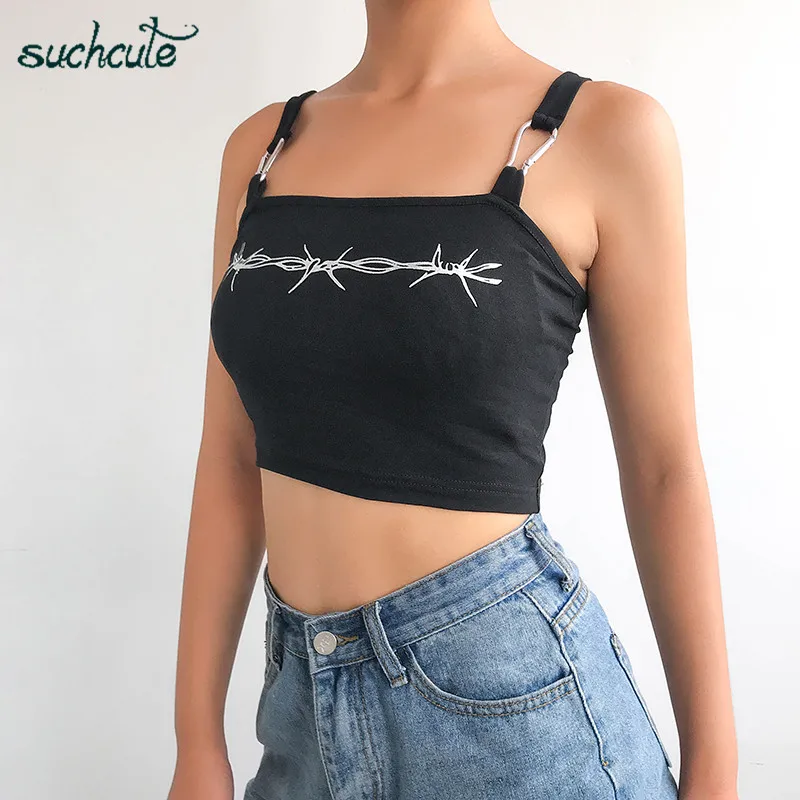 SUCHCUTE женская футболка с металлическим принтом, короткий топ, лето, уличная одежда, готика, Харадзюку, Повседневный корейский стиль, женские темы