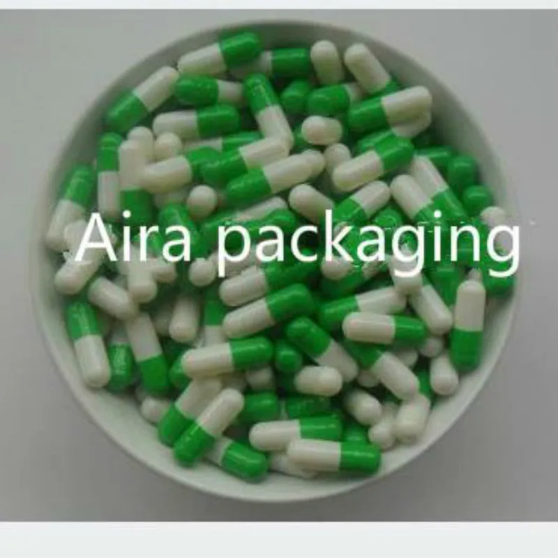 

Empty Cosmetic Mask Storage Bottle Green White Mdedicine Powder Package Medical Empty Capsule Shells Size 1#