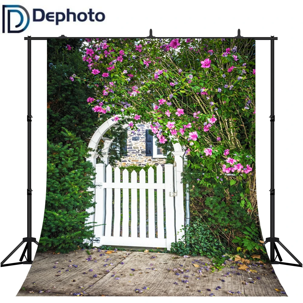 Фотофоны для студийной фотосъемки с изображением весеннего сада белой арки