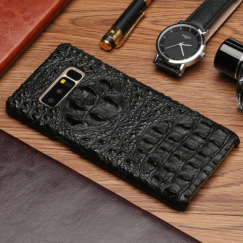 

Genuine Leather Phone Case For Samsung Galxay Note 8 9 S7 S8 S9 Plus A3 A5 A7 J3 J5 J7 Crocodile skull texture Original Cowhide