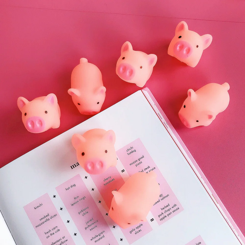 1 шт. Забавный мультфильм Сжимаемый розовый поросенок Mochi TPR Squeeze ремни DIY Декор