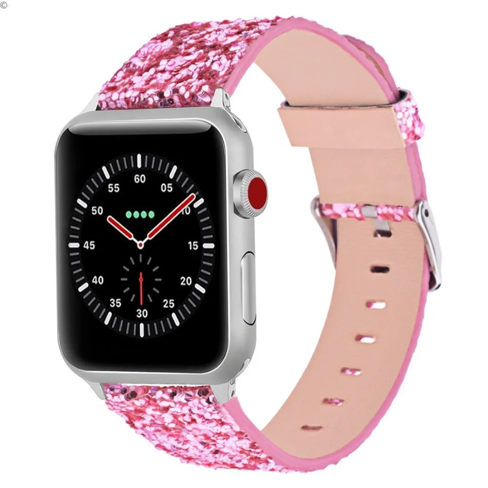 Кожаный ремешок для apple watch Band apple watch 5 4 3) 44 мм/40 мм, 42 мм, 38 мм, версия наручных часов iWatch, 5/4/3/2/1 Браслет bling Ремешок пояс