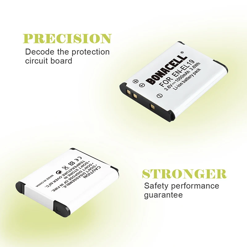 Bonacell 1.0Ah EN EL19 батарея для цифровой камеры Nikon Coolpix S33 S32 S3600 S3700 S4300 S5200 S6800 S4100 S4150 S4200