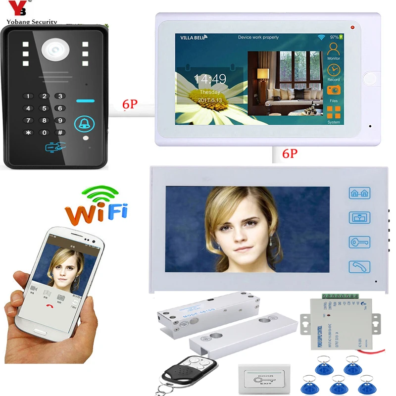 YobangSecurity 2X 7 дюймов монитор Wifi беспроводной видео телефон дверной Звонок камера
