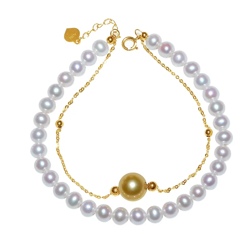 YS Real 18K Gold Au750 Bracelet 4-8mm Natural Akoya Pearl &amp Freshwater Fine Jewelry For Bridal | Украшения и аксессуары