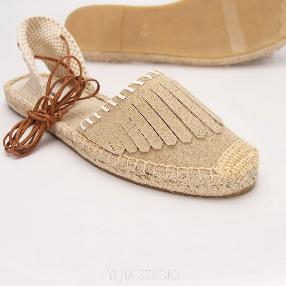 2019 женские летние сандалии-Эспадрильи на плоской подошве с кисточками | Обувь