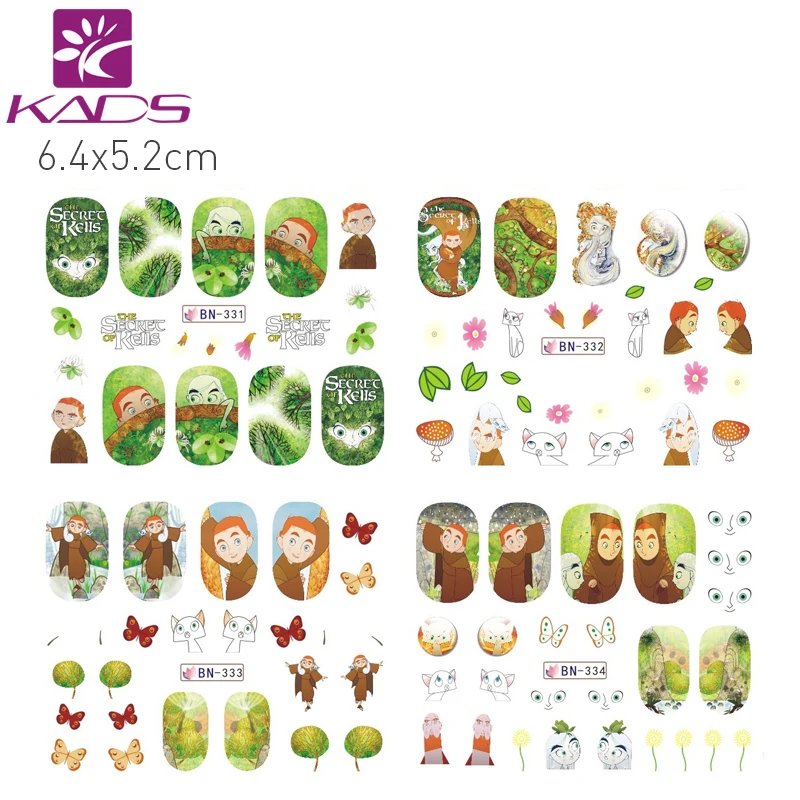 KADS BN325 336 секреты Келл Дизайн Мультфильм Симпатичные Полное Покрытие Nail Art Воды