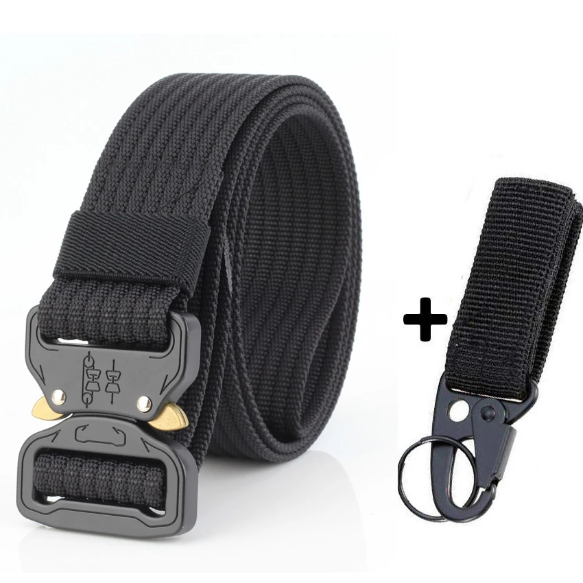 Black Match Belt 10 цветов, военный инвентарь, черный ремень, мужские тактические дизайнерские ремни для джинсов, брюк, нейлоновый ремень, Холщовый пояс с металлической пряжкой - Цвет: Black Match Belt