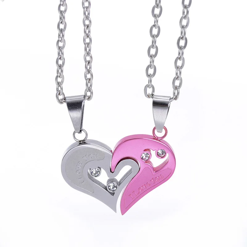 2 шт. в форме сердца Я люблю тебя пара пар из нержавеющей стали подвеска половина