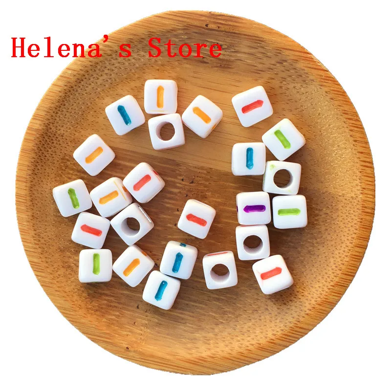 

New Arrival 1900PCS 7*7MM Colorful Single Letter I Printing Acrylic Initial Beads Big Hole Individual English Alphabet Beads