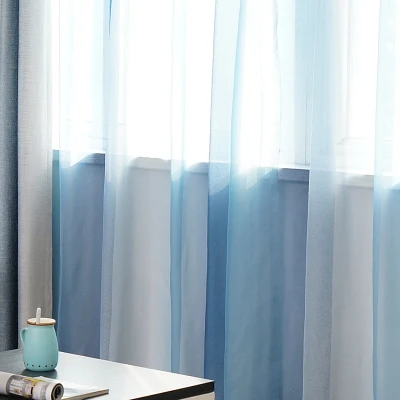 Color 1 Tulle Простые современные шторы для гостиной, занавески с имитацией льна для спальни в скандинавском стиле, градиентные полосатые занавески, ткань - Цвет: Color 1 Tulle