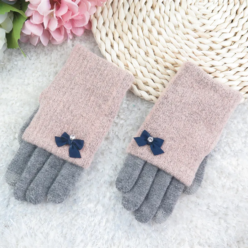 Женские перчатки 2021 женская зимняя теплая Вязанная одежда емкостный сенсорный