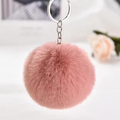 skin pink Модный пушистый меховой брелок с помпоном из искусственного меха, брелок с помпоном для ключей, брелок с помпоном для ключей, брелок для ключей Llaveros Chaveiros EH338 - Цвет: skin pink