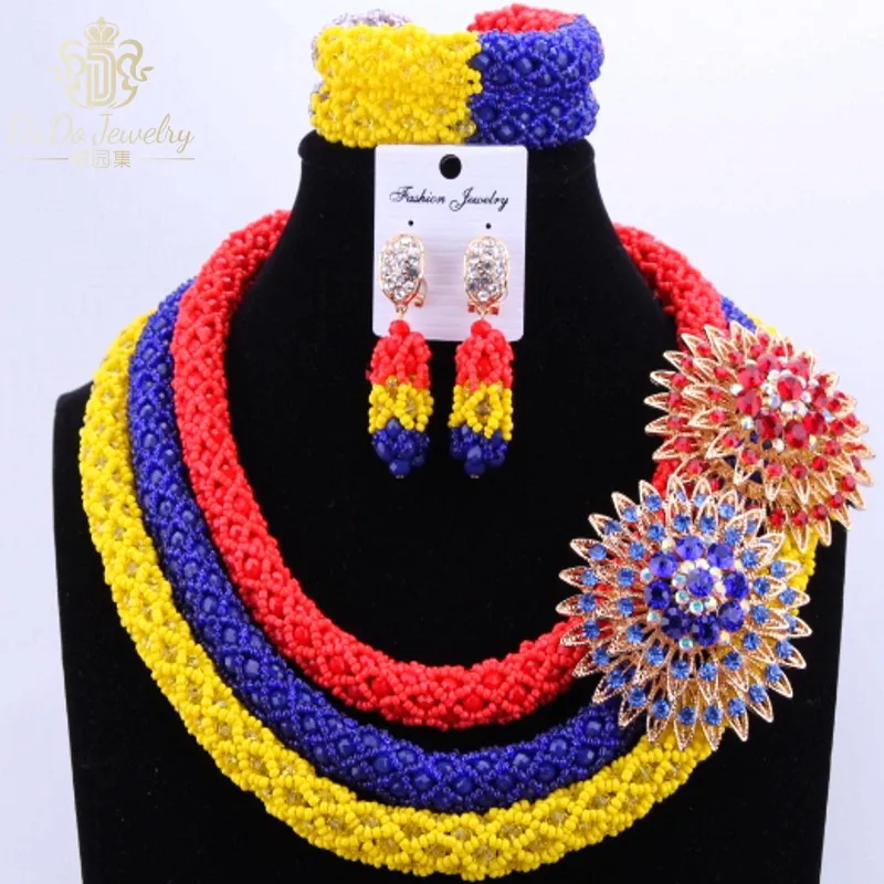 Многоцветный розовый королевский синий желтый Африканский бисер ювелирные