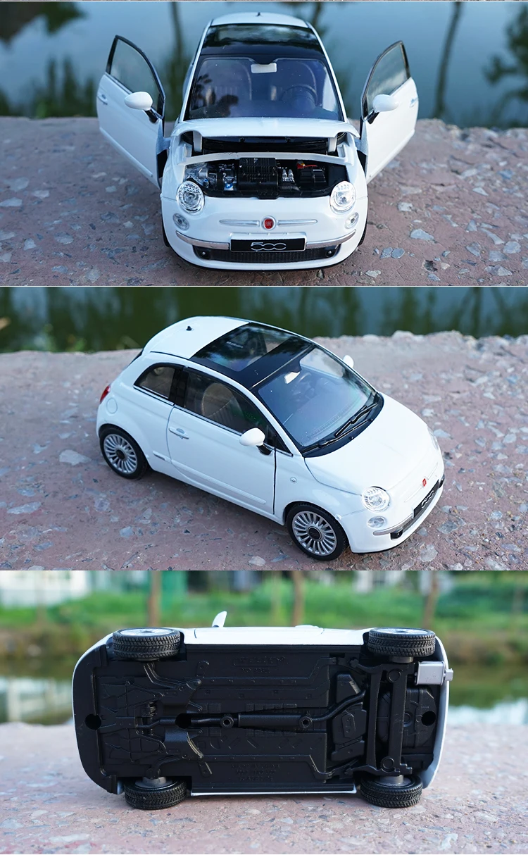 Оригинальная фабричная 1:24 FIAT 500 ABARTH 500 игрушечная машинка из сплава, игрушки для детей, литая модель автомобиля, подарок на день рождения
