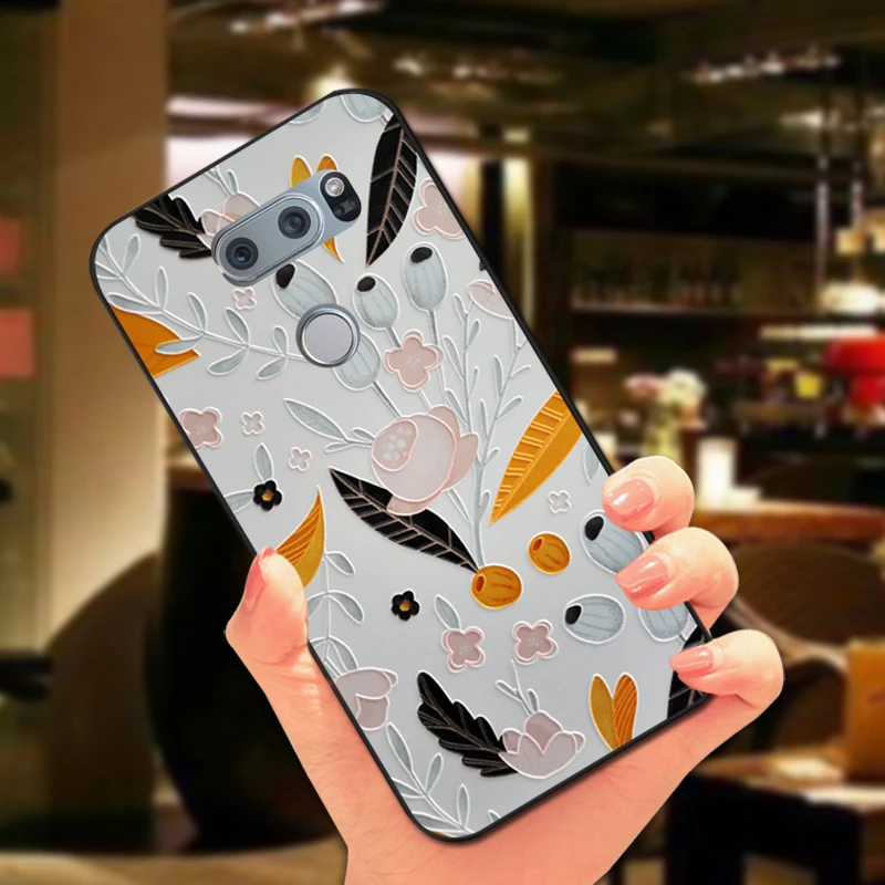 3D Рельефный цветочный чехол для LG Optimus G4 G4C G5 G6 роскошный мягкий черный с цветами