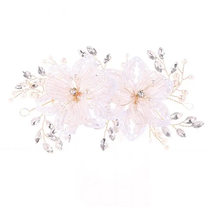 FORSEVEN белый цветок кристалл обруч жемчужный головной убор Tiaras de Noiva Свадебные украшения для волос женские свадебные аксессуары для волос JL