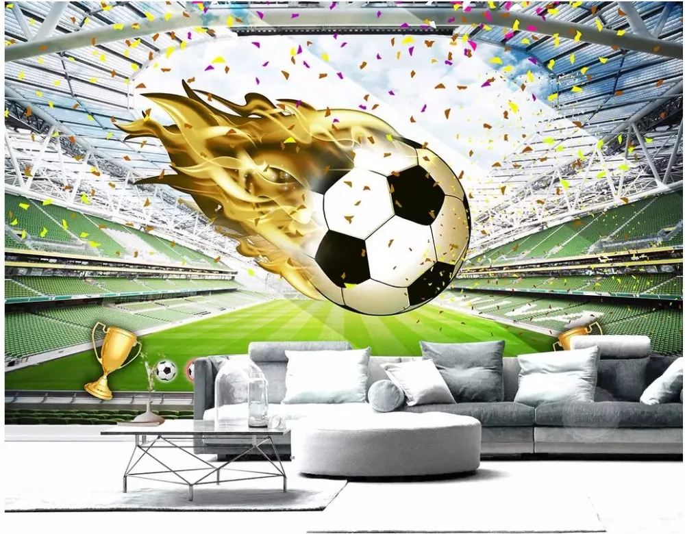 

Custom photo 3d wall paper for living room HD large football field background wall decor 3d wall murals wallpaper for walls 3 d