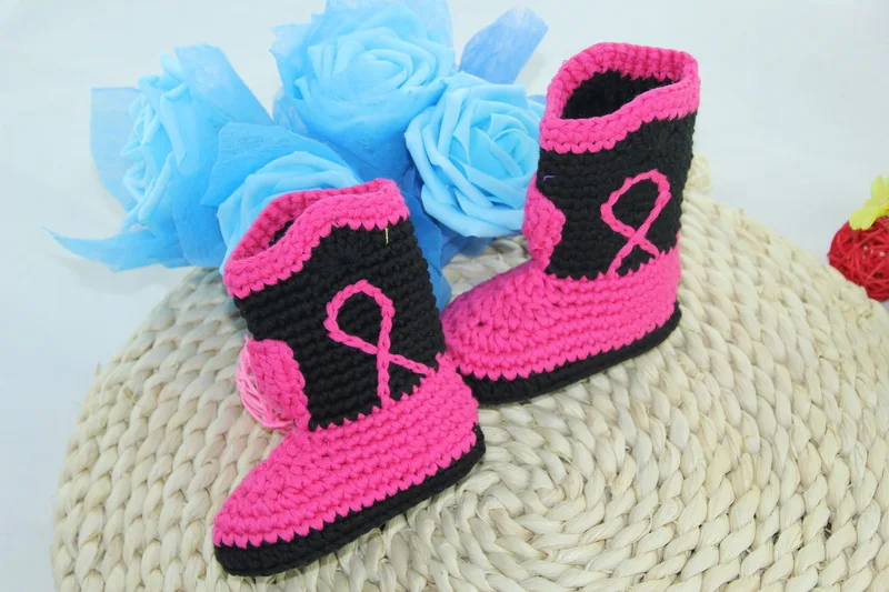 Бесплатная доставка милые вязаные крючком ковбойские детские ботинки ручной