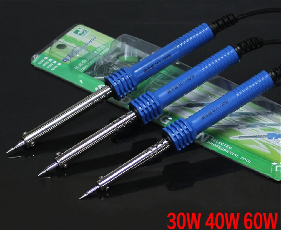 

3 Pcs/set 60W/40W/30W 220V Electric Welding Solder Soldering Iron Handle Heat Pencil Tool Wholesale Free 5pcs Solder Tip