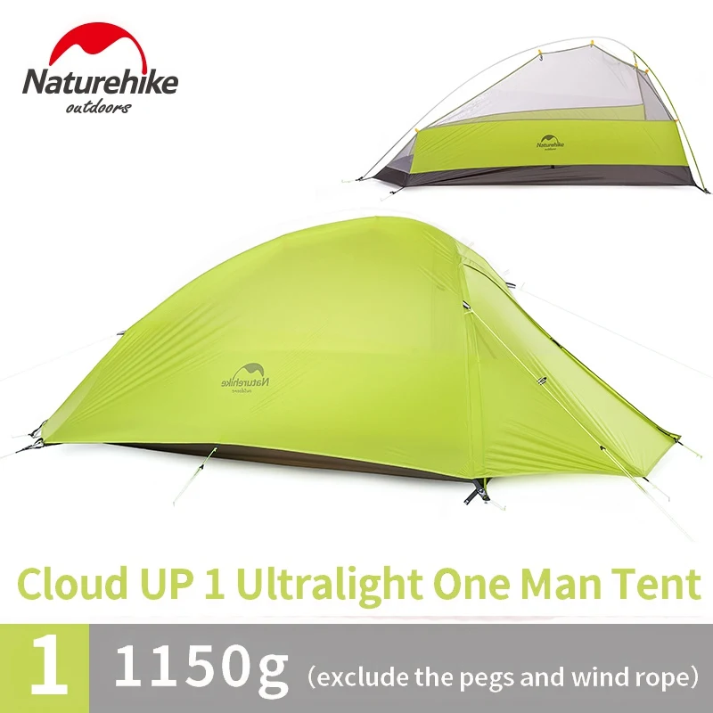 Naturehike Cloud Up Series 1 2 3 Человек Палатка Открытый Сверхлегкий туристическое снаряжение - Цвет: UP1 20D green