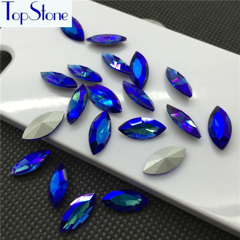 Lt Blue AB Glass Crystal Navette 10X5 15x4 18x9 15x7 27x13 32x17 35x10 48x13mm Pointed Back Marquise Rhinestone Dress Making | Дом и сад