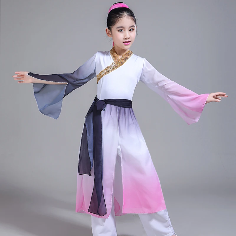Новый стиль Детские Классические танцевальные костюмы Hanfu элегантная
