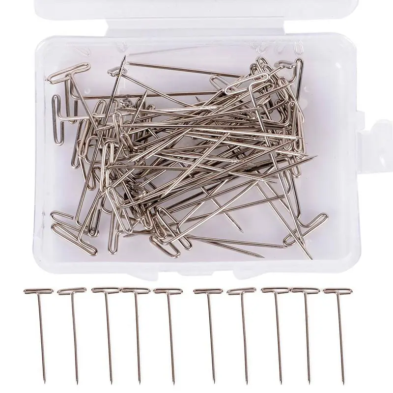 100 шт T Pin Серебро с коробкой для моделирования парики Швейные ремесла Diy