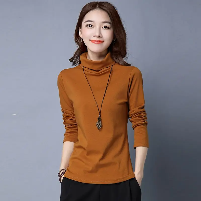 Хлопковая водолазка vetement femme automne Повседневная футболка 2018  Женская