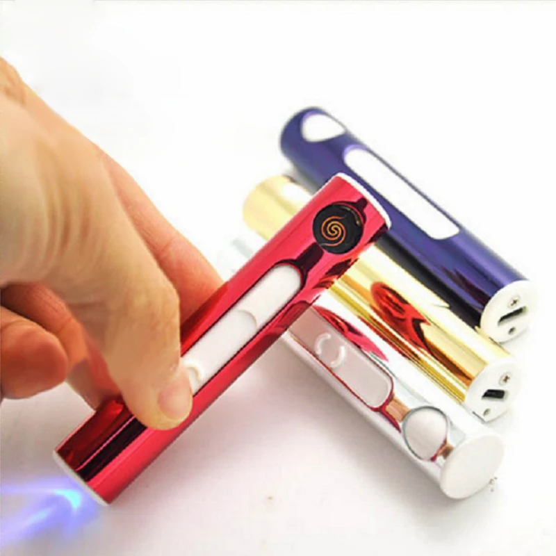 GERUI Популярные USB Зажигалка электронные Перезаряжаемые Боковая кнопка-переключатель фонарь Зажигалка импульсно-дуговая Зажигалка Ветрозащитная сигарета 220V