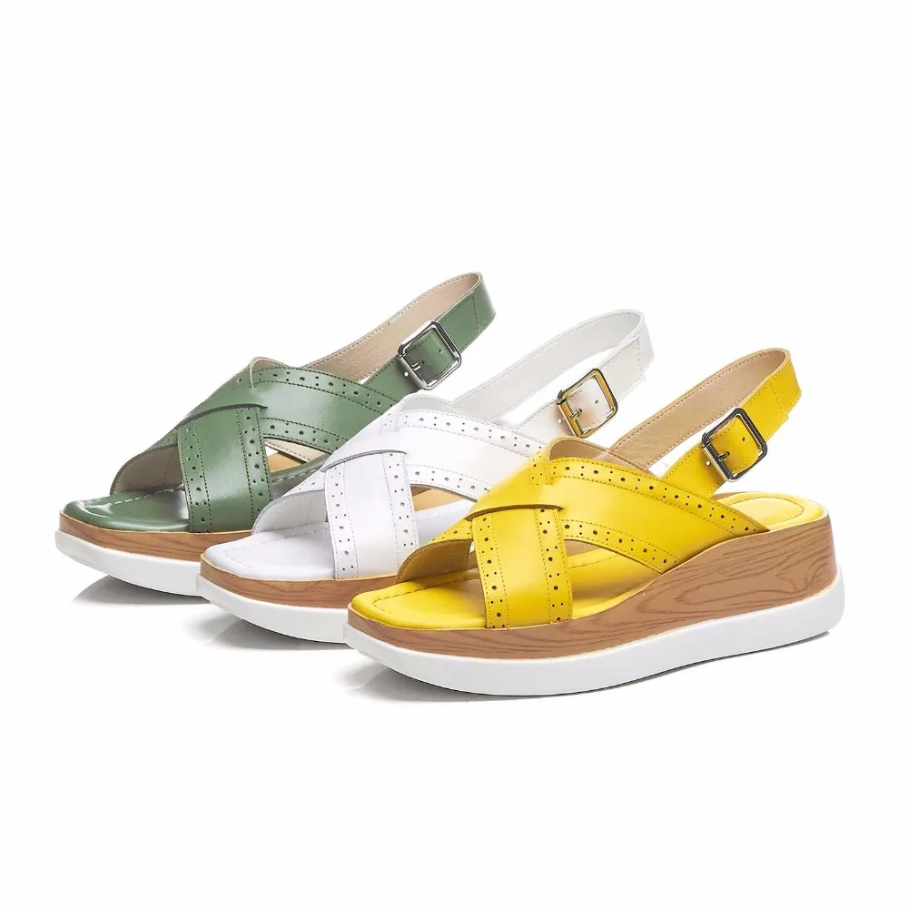 Женские сандалии-гладиаторы на танкетке Lenkisen из натуральной кожи с ремешком и