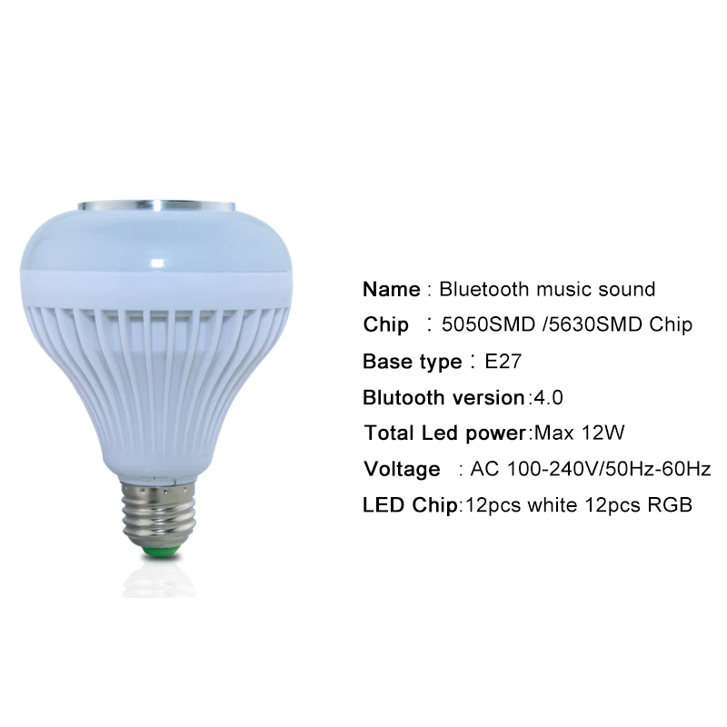 E27 Bluetooth музыкальная лампа Smart RGB RGBW Беспроводной Динамик 220 в 12 Вт Светодиодный